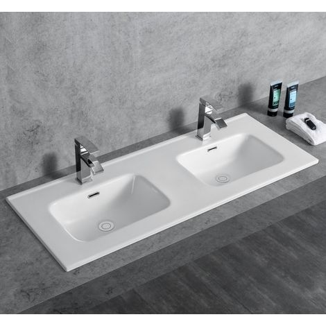 Lavabo incasso 121 cm a doppia vasca Litos-K7012D kamalu (1/5)