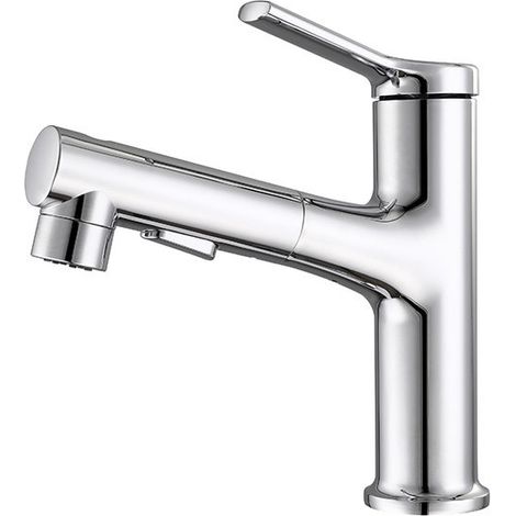 Robinet de lavabo extractible à noyau interne entièrement en cuivre, lavabo de salle de bain noir, robinet rétractable eau chaude/eau froide (1/4)