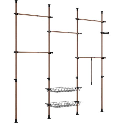 SoBuy Freestanding Coat Rack With 2 Shelves Brown 331,8x37x295cm Functional KLS04-II-BR