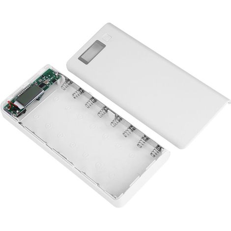 Boîtier de Banque d'Alimentation 8x18650 avec Double Port USB et Écran LCD Blanc (1/2)