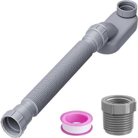 Tuyau de vidange flexible et réglable universel en forme de P, profil bas, de 1-1/2 po, pour baignoire autoportante et douche. (1/5)
