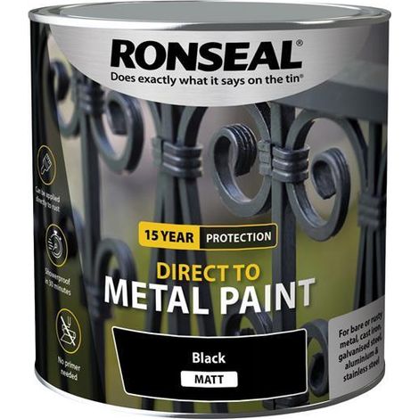 Ronseal Direct to Metal Paint Black Matt 2.5 litre - For Metal, Cast Iron and Wood