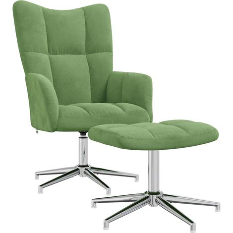 Maison Exclusive - Relaxsessel mit Hocker Hellgrün Samt (1/5)