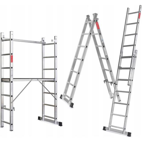 Échafaudage Aluminium 2x7avec Plateforme de Travail – Échelle 3 en 1 Pliante