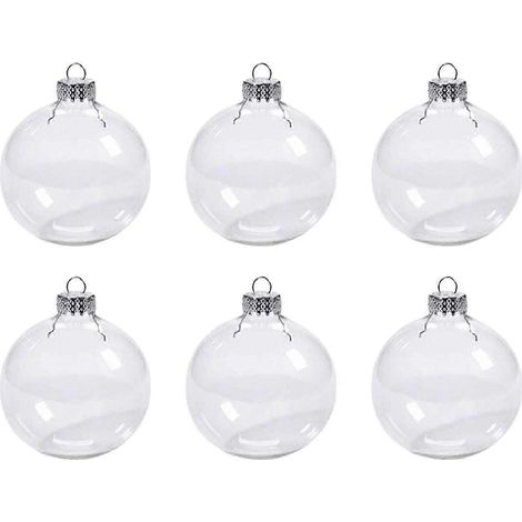 Lot de 6 boules décoratives à remplir pour sapin de Noël, à suspendre lors d'une fête.-10cm (1/5)