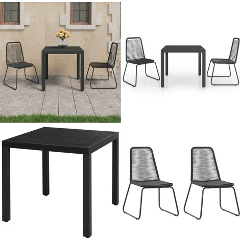 Ensemble à manger de jardin 3 pcs PVC résine tressée noir - Meubles De Jardin - Salon De Jardin - Set De Jardin - Table Et Chaises - Table Basse - Home & Living