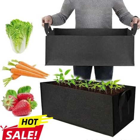 Seau de culture carré en feutre (50 x 30 x 20 cm) - Sac de culture multifonctionnel en feutre non tissé pour plantes potagères (1/5)