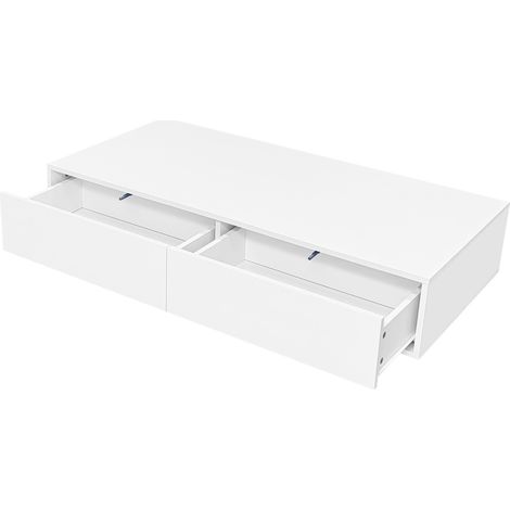 Mesa de centro moderna blanca brillante 115 x 55 x 34 cm con 2 cajones e iluminación LED (1/5)