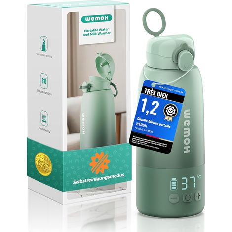 Chauffe-biberon Portable pour Bébé - 450ml Grande Capacité Chauffage rapide 100W (eau et préparation), jusqu'à 8 chauffages par charge, contrôle de température précis, auto-nettoyage (1/5)