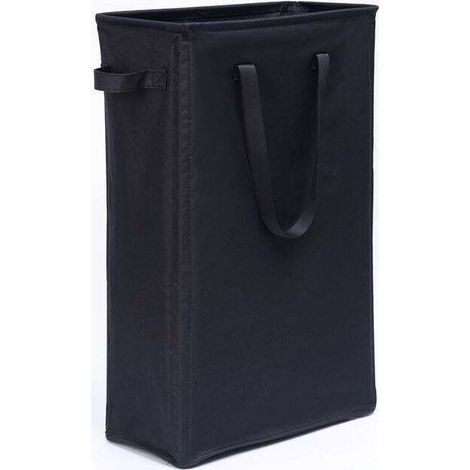 45L Paniers à Linge avec Poignées(Noir), Pliable Panier à Linge Mince Sac à Linge en Tissue Oxford Rectangulaire Corbeilles à Linge Sac de Rangement pour Salle de Bain 39x19x60CM