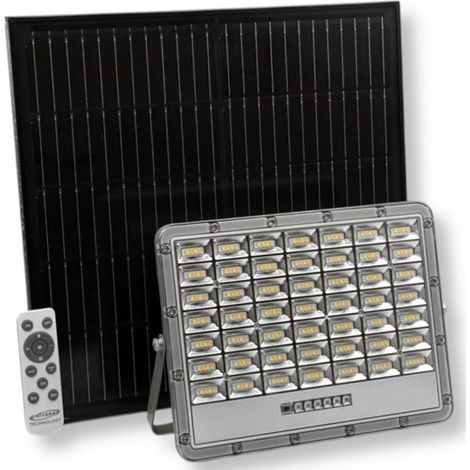 TrAdE Shop Traesio - Faro Led Floodlight 2000lm Ip65 Grigio Con Pannello Solare Telecomando Cct Tk08-200w-3c - (1/5)