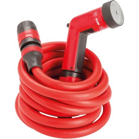 10 m, Tuyau d'Arrosage de Jardin Extensible pour Arrosage Professionnel avec Pistolet Multi-Jet, Rouge (1/5)