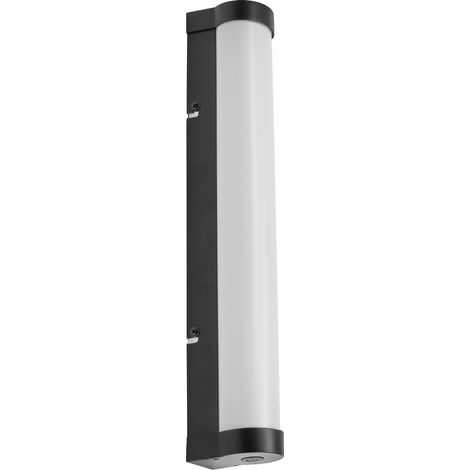 LEDVANCE ORBIS Tube Spiegel-/Wandleuchte mit LED, gefrostetes Glas/schwarz, 9W, 820lm, dimmbar, 3000/4000K über Wandschalter einstellbar, 40cm Durchmesser, IP44 Schutz vor Fremdkörpern/Spritzwasser