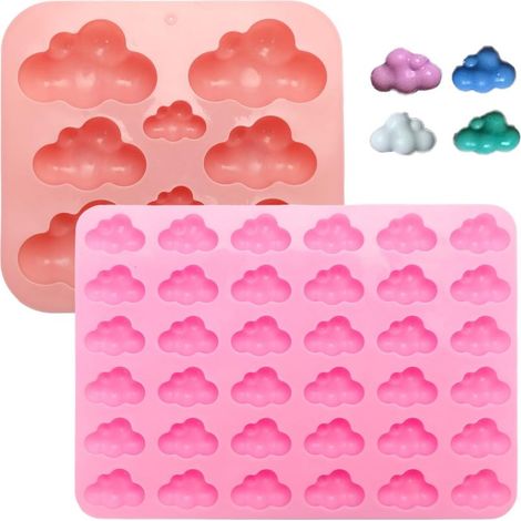 3er-Set wolkenförmige Silikonformen: Antihaftbeschichtete und flexible Eiswürfelform – vielseitige Form für Schokolade, Süßigkeiten, Seife, Harz, Fondant und Backwaren. (1/5)