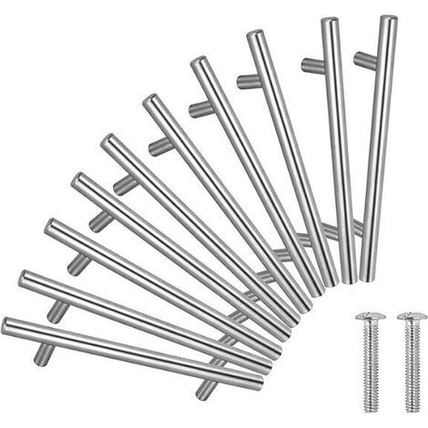 20 Stück T-förmige Türgriffe für Küchenschränke, Edelstahl – 64 mm Lochabstand (1/5)
