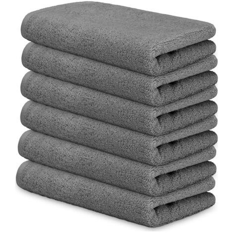 Lot de 6 Serviettes 30x50 cm Coton 450g/m² Douces Absorbantes Maison Hôtel Spa (1/5)