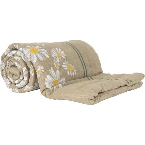 Édredon décoratif en coton motif marguerite Taupe 80x200 cm (1/2)