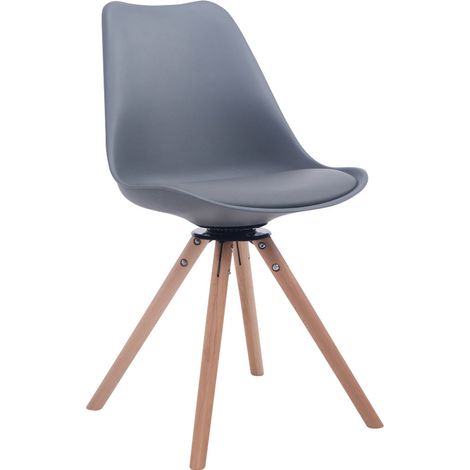 Silla de comedor x1 silla de visitas con asiento giratorio 360° plástico gris y PVC patas redondas de madera clara 100008312