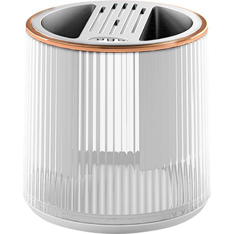Lot porte-couteaux rotatif blanc transparent, grand bloc couteaux détachable avec capacité élevée, support à cuillères tournant (1/5)