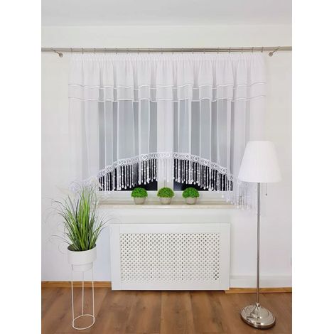 Rideau décoratif à nœud, strass et large dentelle guipure - 400 x 160 cm (1/5)