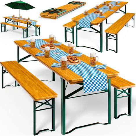 CASARIA Conjunto Mesa y Bancos Plegables Madera 170 Cm, Set a Elegir Set de 2 pzs (1/4)