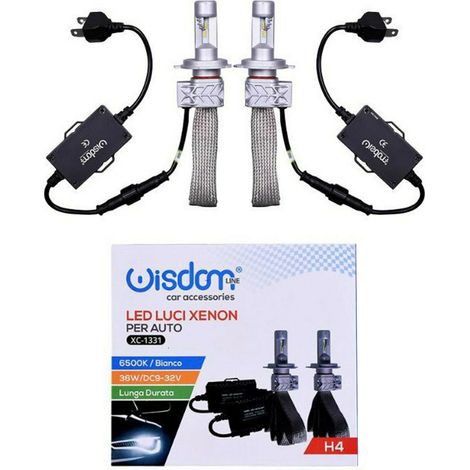 DISCORAMA KIT LED H4 LUCI PER AUTO E MOTO, LUCI LED H4 XENON LUCE FREDDA 6500K, LAMPADINE PER AUTO 36W DC9-32V WS (1/3)
