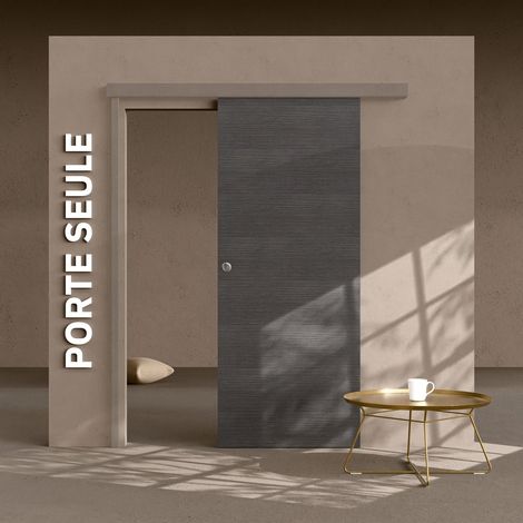 Mon Marché Déco – Porte coulissante prépeinte Costa Rica 83 cm – Largeur 83 cm – Hauteur 204 cm – Réversible pour gain de place – Compatible rail Coulicool®