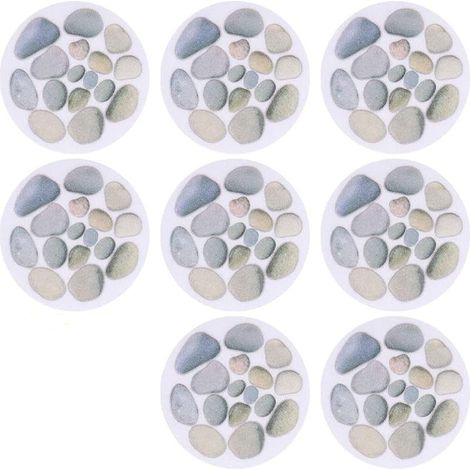 Lot de 8 Autocollants Ronds pour Baignoire, Diamètre 15 cm, Motif Pierre de Bains, Fond de Salle de Bains, pour Baignoires Douches (1/5)
