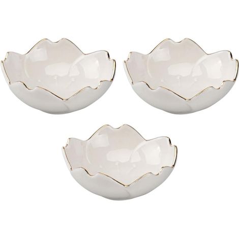 3er-Set weiße Keramik-Saucenteller in Kirschblütenform, Behälter für Senf und Essig, elegantes Tischaccessoire (1/5)
