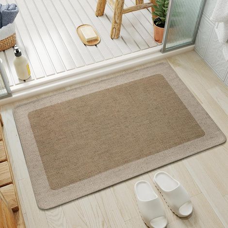 Alfombra de baño, tapete de baño ultrafino, para usar debajo de la puerta, súper absorbente, de secado rápido, antideslizante, lavable, alfombra de baño, tapete de ducha para exteriores (1/4)