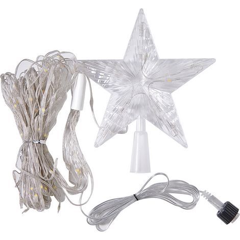 Weihnachtsbaumbeleuchtung mit Sternen, 2 m x 9 LED-Lichterkette, wasserdicht, Weihnachtsbaumbeleuchtung für Garten, Party, Hochzeitsdekoration