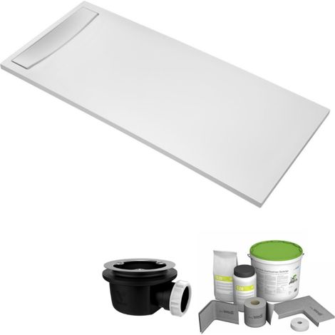 Pack receveur de douche antidérapant 170 x 80 JACOB DELAFON Flight Neus rectangle blanc+Kit d'étanchéité WEDI + Bonde + Capot