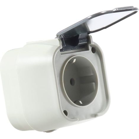 IluminaShop - Enchufe de Superficie Tipo F Schuko 10A IP54 Gris (1/2)