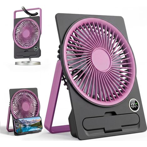 Ventilateur, Mini Ventilateur Portable, USB Ventilateur Silencieux Rechargeable 6 Vitesses, avec Affichage LED, Fan pour Tableau, Bureau, Maison, Chambre à Coucher (1/5)