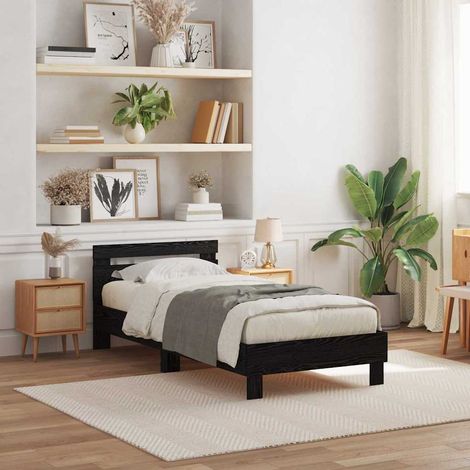 Bed Frame Black oak 90 x 190 cm Engineered wood vidaXL (1/5)