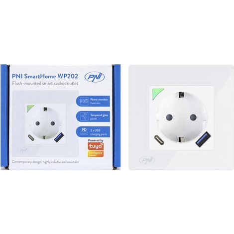 Prise connectée - PNI SmartHome WP202 - WiFi - Contrôle par Internet - Compatible Alexa et Google Home