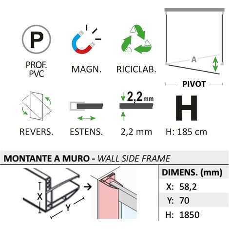 Box doccia 3 lati battente 90x100x90 cm h 185 in acrilico mod. Sigma trio