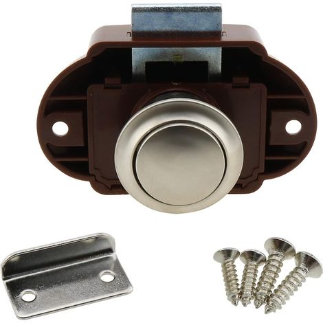 Verrou à bouton-poussoir E-outstanding marron pour tiroir, armoire, porte de placard, loquet sans clé pour camping-car, caravane, camping-car