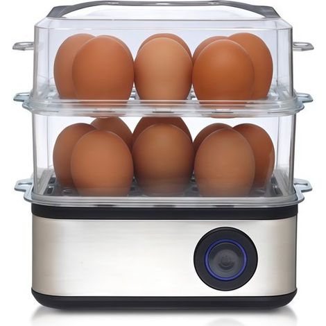 Cocedor de huevos，Cocedores de huevos，Cocedor de huevos eléctrico，Cocedor de huevos inteligente，Acero inoxidable negro de 500 W (1/5)