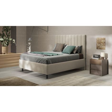 Letto matrimoniale contenitore 162x200 – Comfort avvolgente e stile contemporaneo - TEDDY Bouclè Beige (1/2)