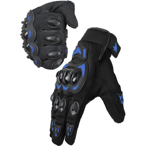 Guantes de moto para hombre y mujer - Transpirables - Compatibles con pantallas táctiles - Guantes de motocross - Ciclismo de montaña - Para conducir, montar en bicicleta, patinete, talla M, azul