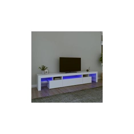 Meuble TV avec lumières LED Blanc 215x36,5x40 (1/5)