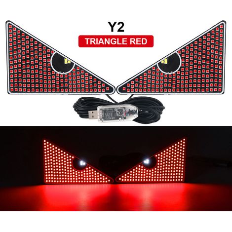 Feu arrière LED rouge « Œil de démon » — Feu de signalisation USB pour camions et véhicules — Lampe triangulaire personnalisée « Grand œil »