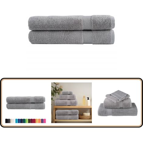 Serviettes de qualité supérieure SOLUND 2 pcs gris 600 g/m² - Serviettes De Bain - Serviettes Grises - Serviettes Moelleuses - Serviettes Coton - Serviettes Grandes