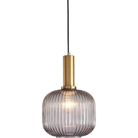 HJXDtech Suspension Luminaire Industrielle Vintage en Nervuré Plafonnier avec fini laiton poli Lustre Lampe de Salle à Manger Cu Verre (1/4)
