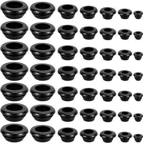Lot de 70 œillets de câble étanches en caoutchouc, 7 tailles, œillets noirs pour câbles (5/6/7/8/10/12/14 mm) (1/5)