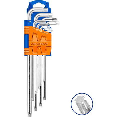 WADFOW Set di 9 chiavi Torx extra lunghe, acciaio CR-V, braccio extra lungo, cromato