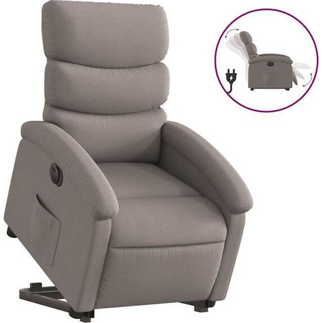fauteuil inclinable électrique en tissu brun grisâtre (1/5)