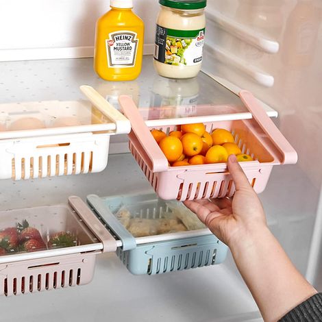 Organiseur de tiroir de réfrigérateur rétractable 4 pièces avec boîtes de rangement (1/5)