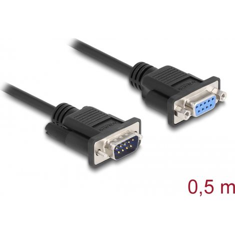 Delock Cable serie RS-232 D-Sub9 macho a hembra de modem nulo 0,5 m